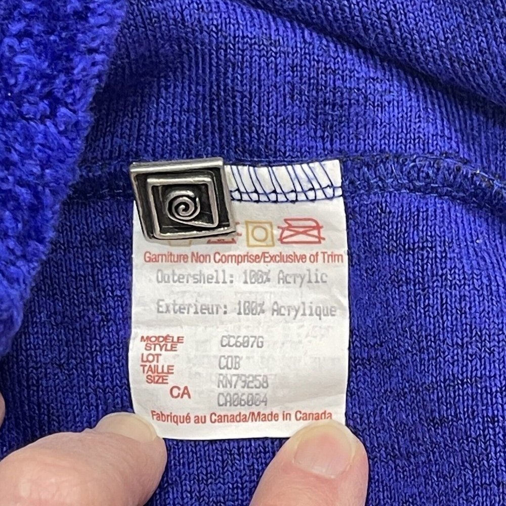 COUNTY CLOTHING‎ Cropped Fleece Jacket Women's Small Blue/Purple Artsy Buttons - Picture 8 of 15